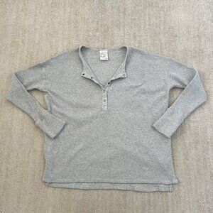Aerie Offline Gray Waffle Knit Henley Thermal Top XS Cotton Blend